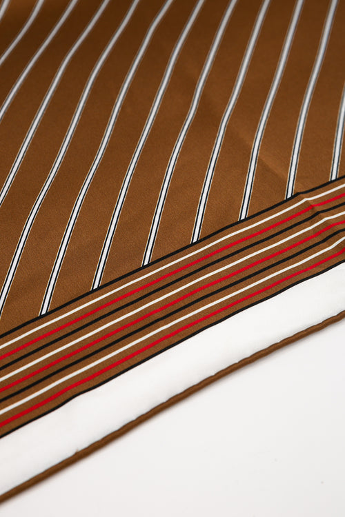 stripe moochi scarf / brown|white red stripe