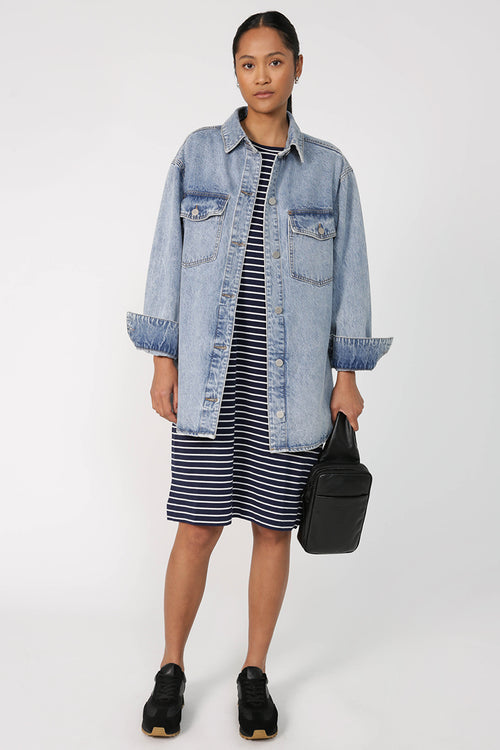reply dress / navy|white stripe