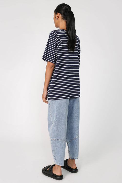 reply tee / navy|white stripe