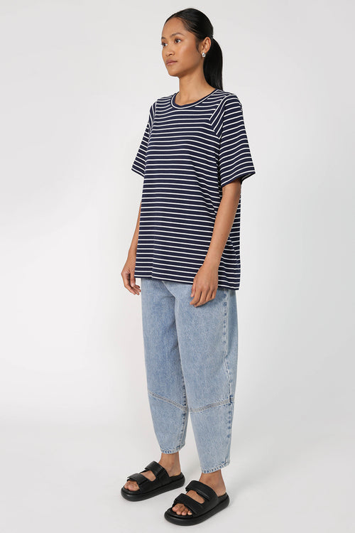 reply tee / navy|white stripe