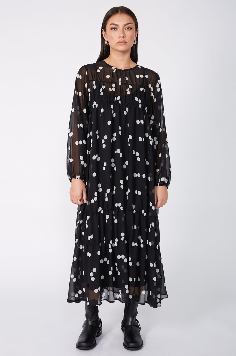 section longsleeve dress / black|ivory polka dot | m o o c h i section longsleeve dress / black|ivory polka dot | m o o c h i