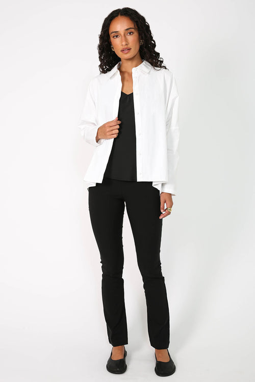 shirr shirt long sleeve / white