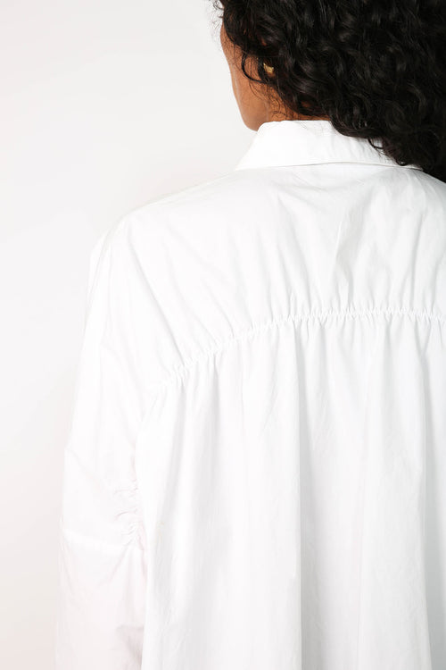 shirr shirt long sleeve / white