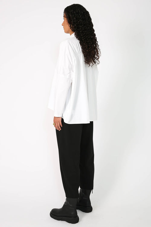 shirr shirt long sleeve / white