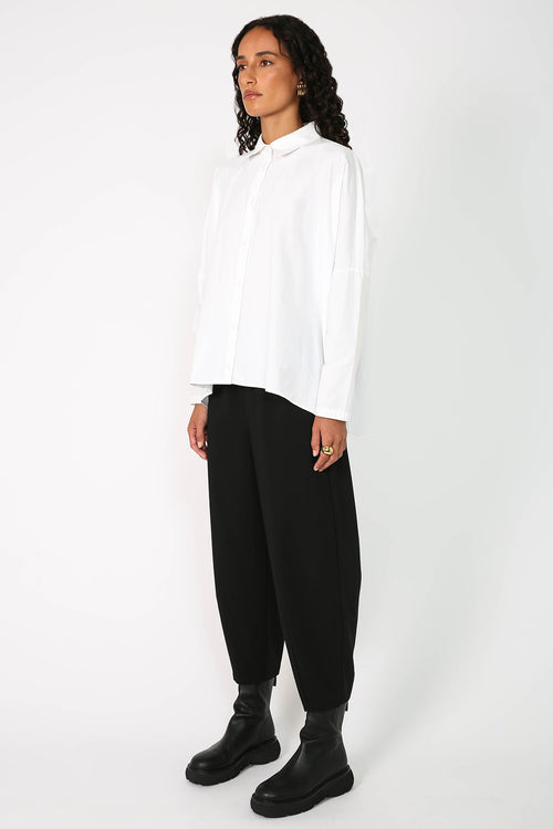 shirr shirt long sleeve / white