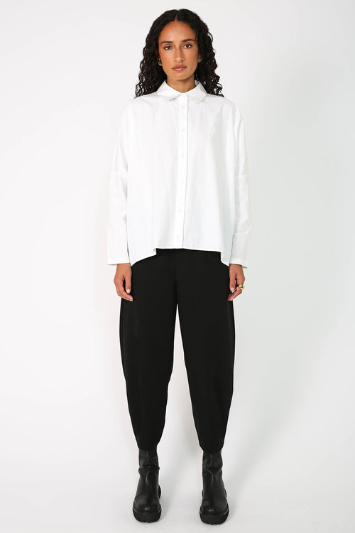 shirr shirt long sleeve / white