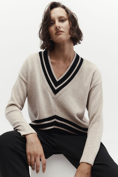 streak sweater / natural|black