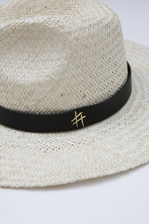granger straw hat / natural|black
