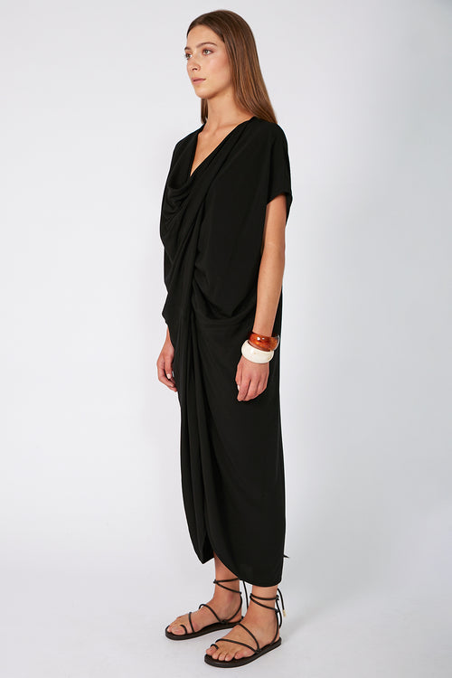 truss maxi dress / black