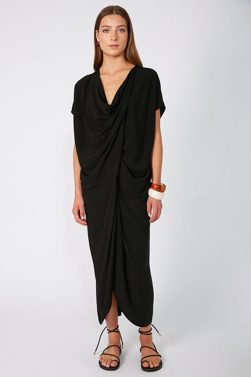 truss maxi dress / black
