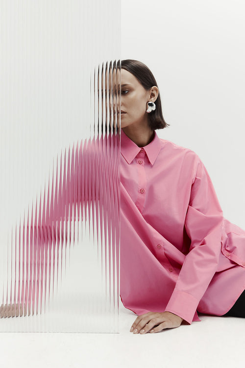 unbutton shirt / candy pink