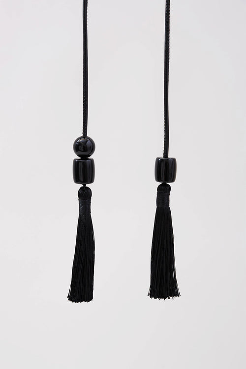 tassel lariat necklace / black