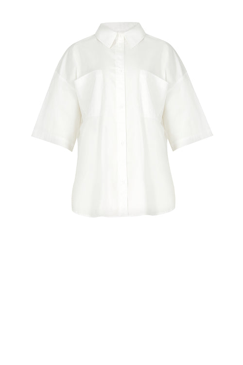untold oversize short sleeve shirt / warm white