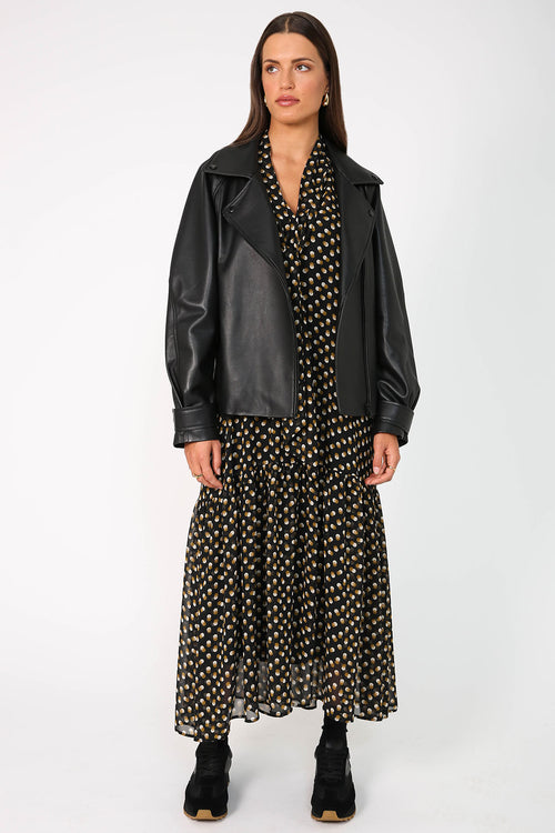 focused dress / black|camel spot