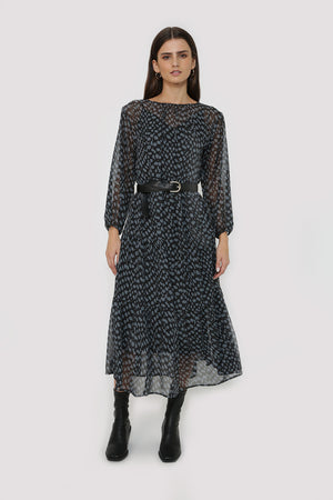 emanate dress / black|grey spot