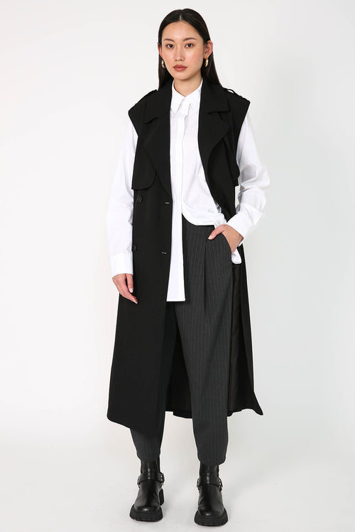 barrel pant / charcoal|white pinstripe