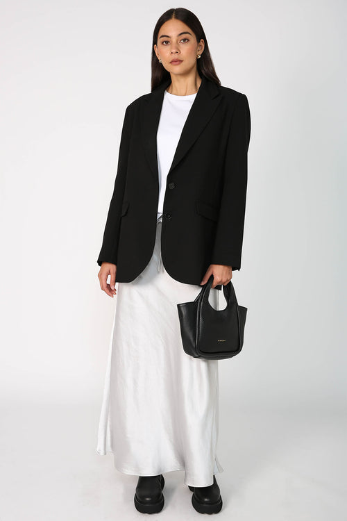 frame bias skirt / silver metallic