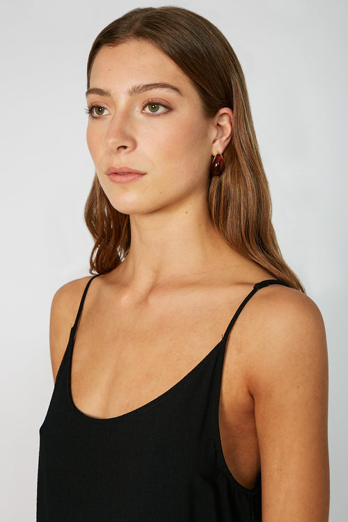 amber dome earring / amber|gold