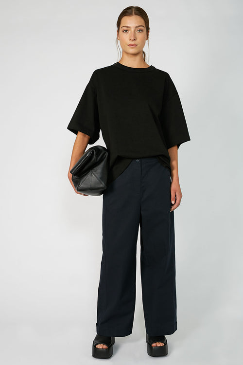 fronted longline tee / black