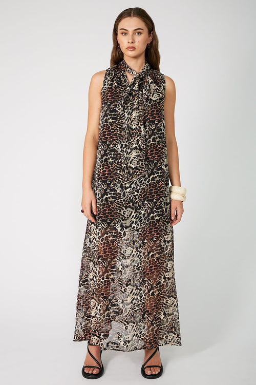 area dress / black|brown cheetah print