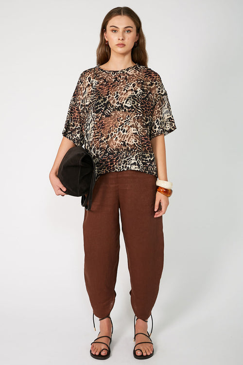 boxed tee / black|brown cheetah print