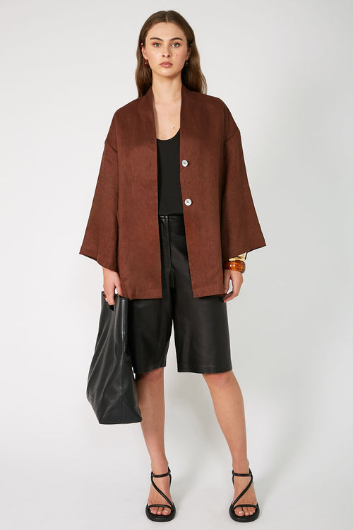 reward tie jacket / copper chocolate