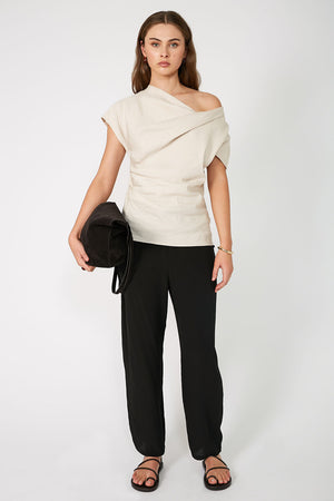 torrent short sleeve top / sand beige