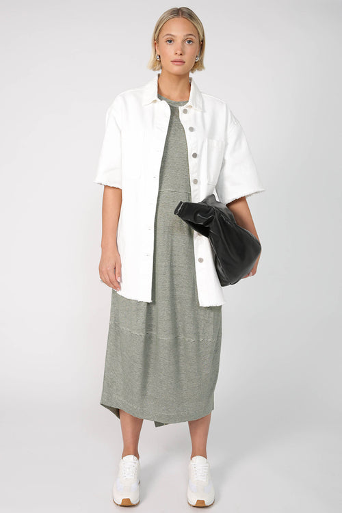 spin dress / khaki|white stripe