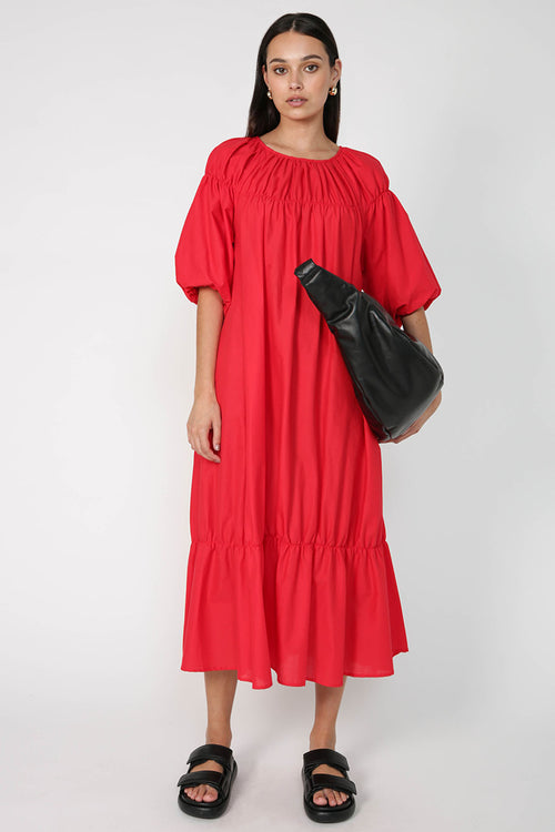 gallery midi dress / red