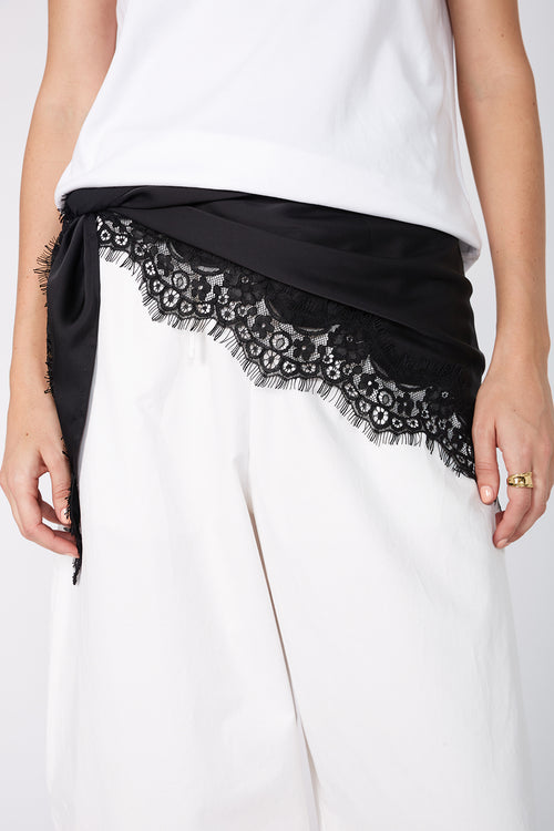 lace trim oversized bandana / black