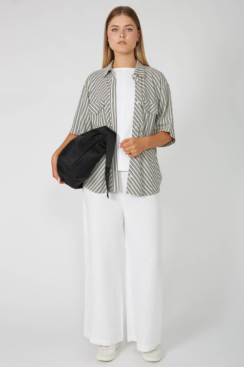 darby shirt / ecru|black stripe