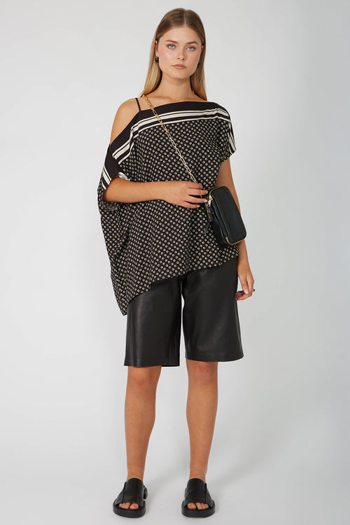 ethereal cape top / black border print
