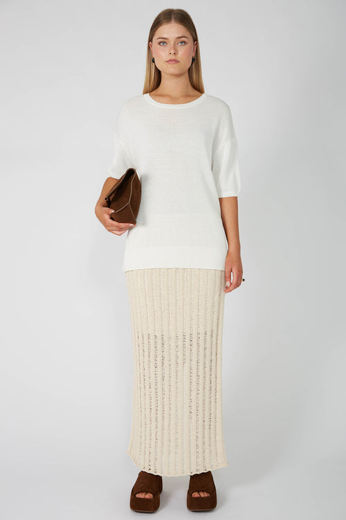 laddered maxi skirt / ecru natural