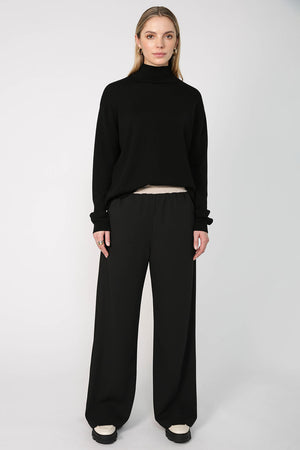 coached contrast pant / black