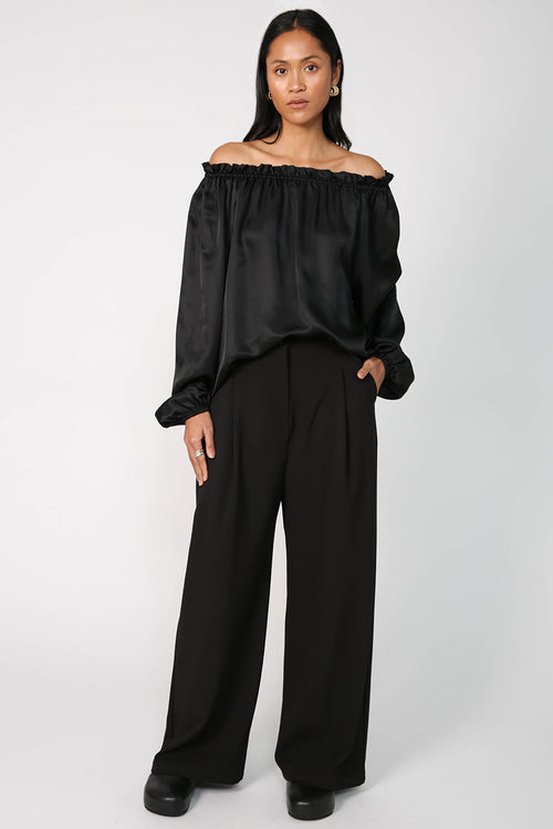 barrel wide leg pant / black