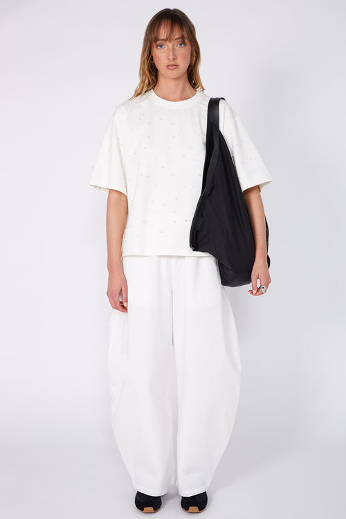 ornamental short sleeve top / ivory