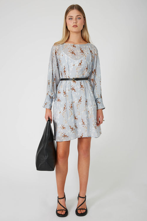 raven dress / blue|tan scatter animal
