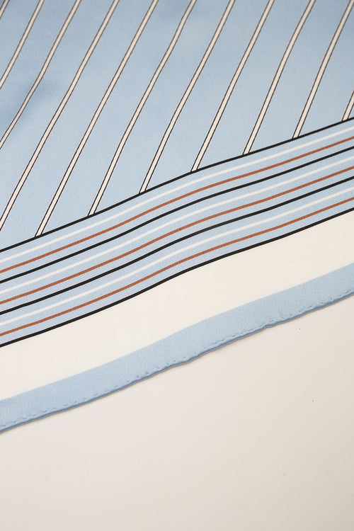 stripe moochi scarf / blue|tan stripe