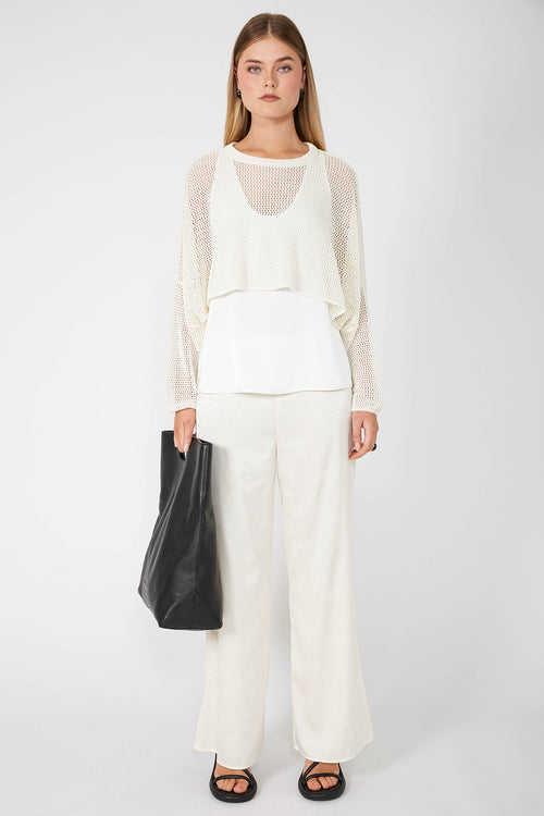 frame pant / cream flower jacquard