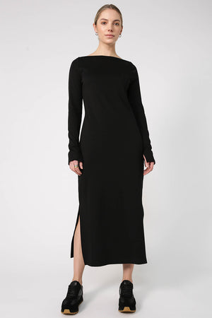 kicked midi dress / black