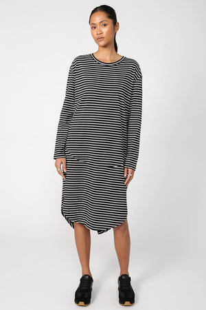 trickster dress / black|white stripe