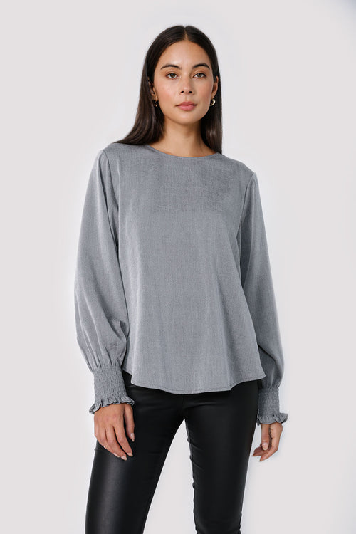 divisional top / charcoal marle