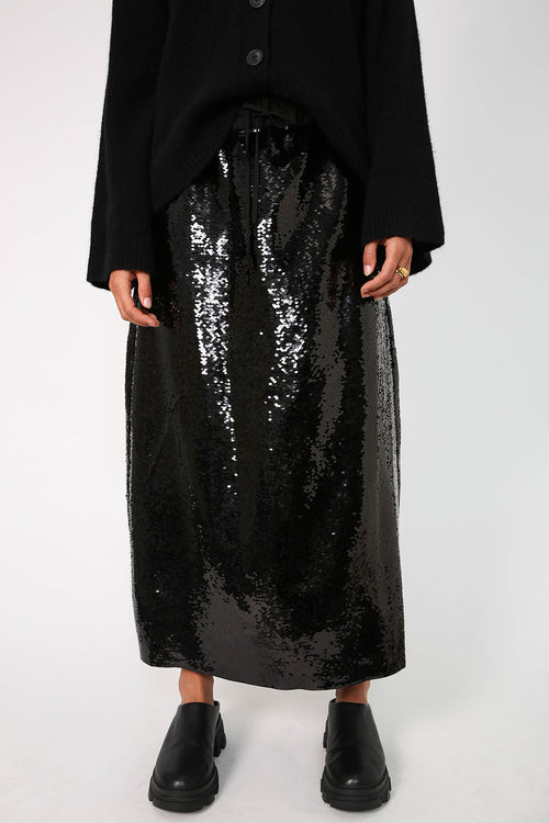 frame sequin skirt / black sequin