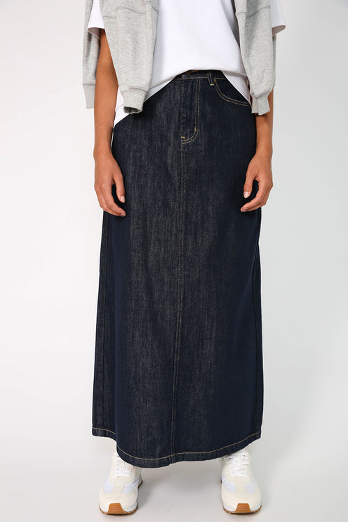 Tiffany Black Denim Midi Skirt - FINAL SALE – Inherit Co.