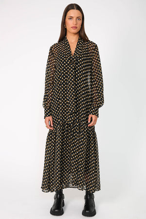 focused dress / black|camel spot