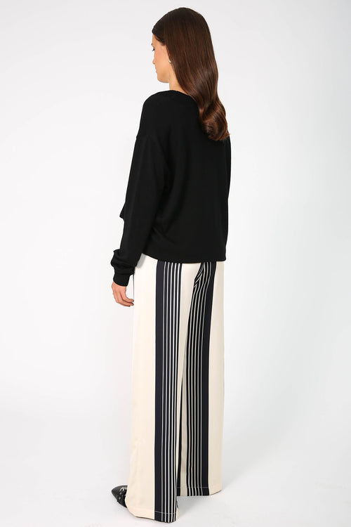 frame pant / cream|black stripe