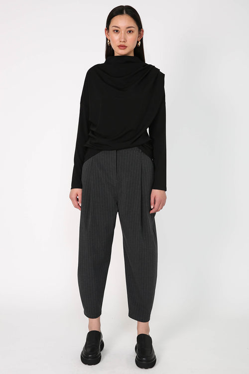 barrel pant / charcoal|white pinstripe
