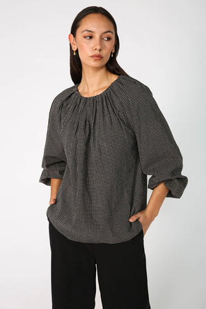 rue top / black|natural check