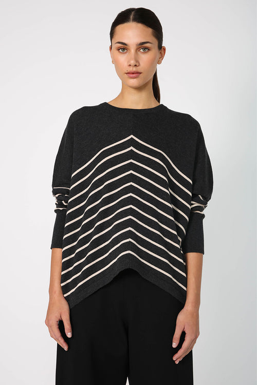 revolver sweater / charcoal|taupe stripe