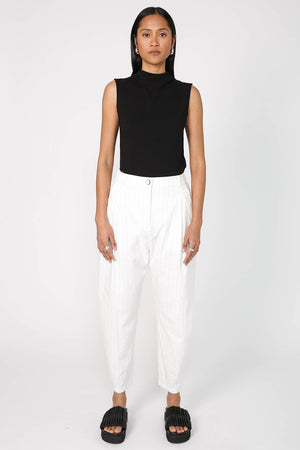 barrel full length pant / ivory|black pinstripe